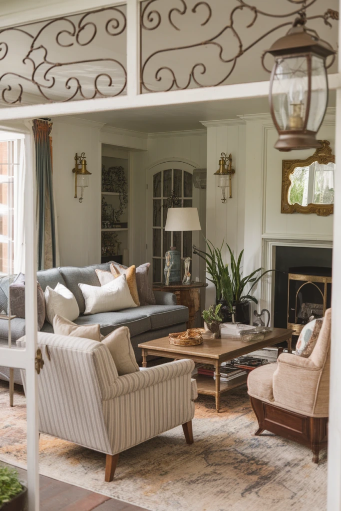 Introduce Wrought Iron or Brass Accents