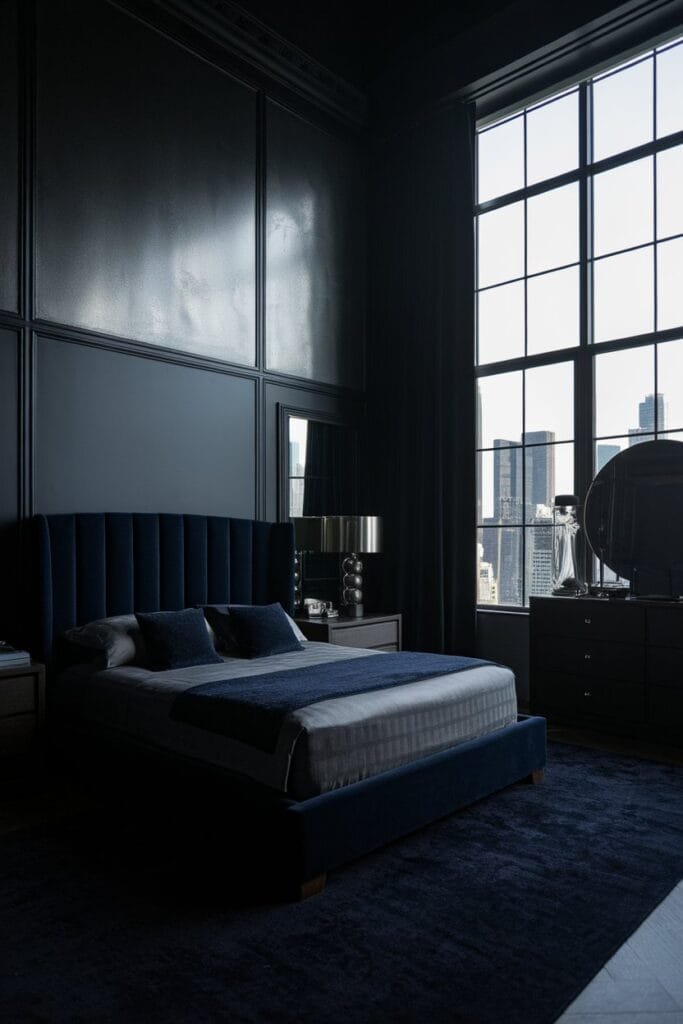 Navy Blue with Metallic Accents