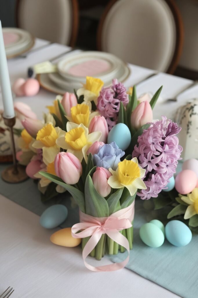 Pastel Flower Bouquet with Eggs