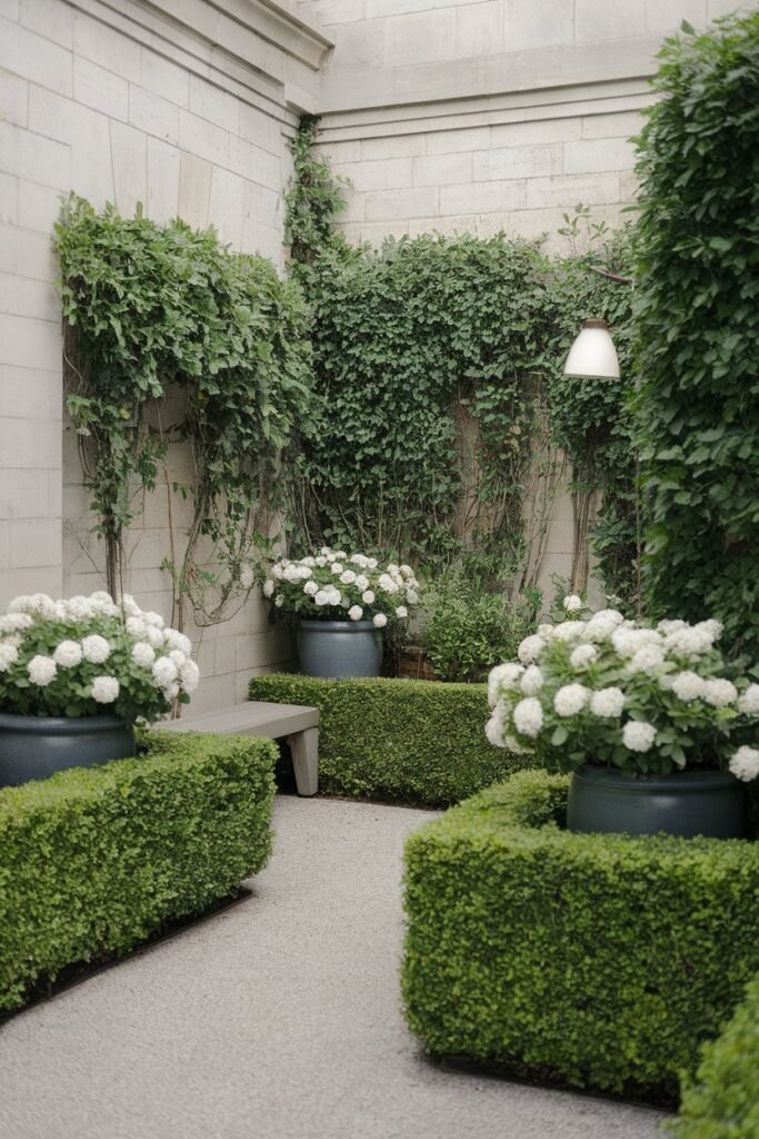 Plant White Flowers and Hedges