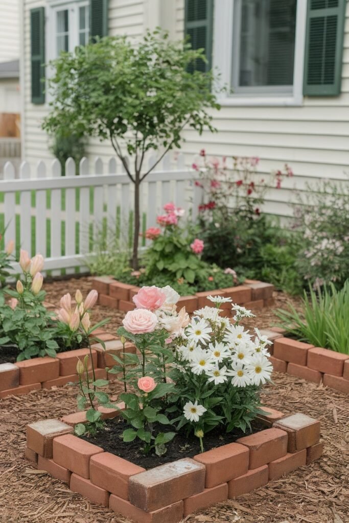 Raised Flower Beds with Brick or Stone
