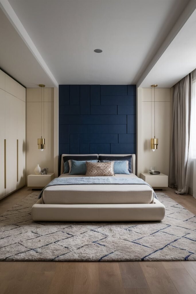 Sleek Blue and Cream Bedroom
