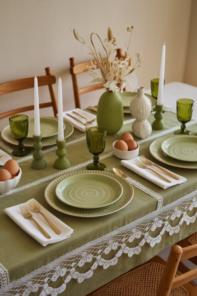 Spring Green Table Easter Setting