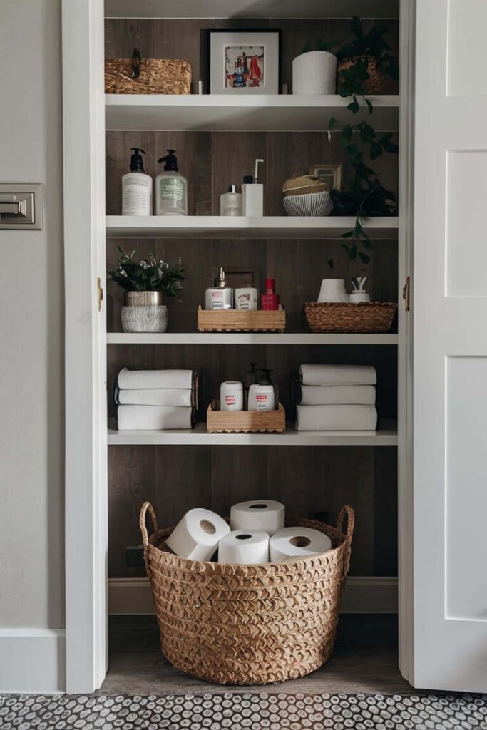 Store Extra Toilet Paper in a Decorative Basket