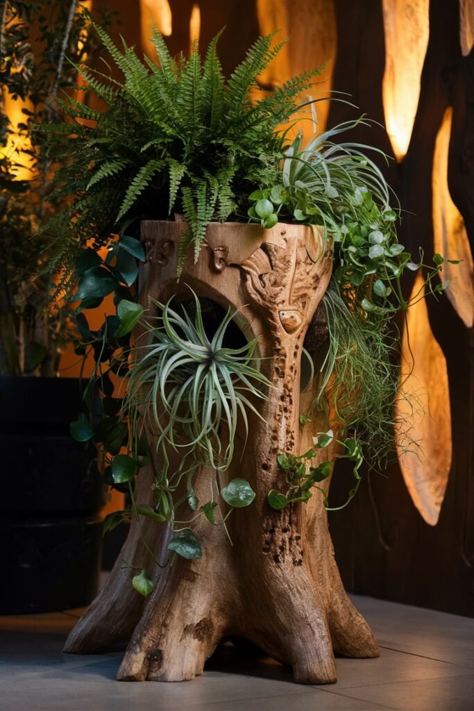 Tree Stump Plant Stand
