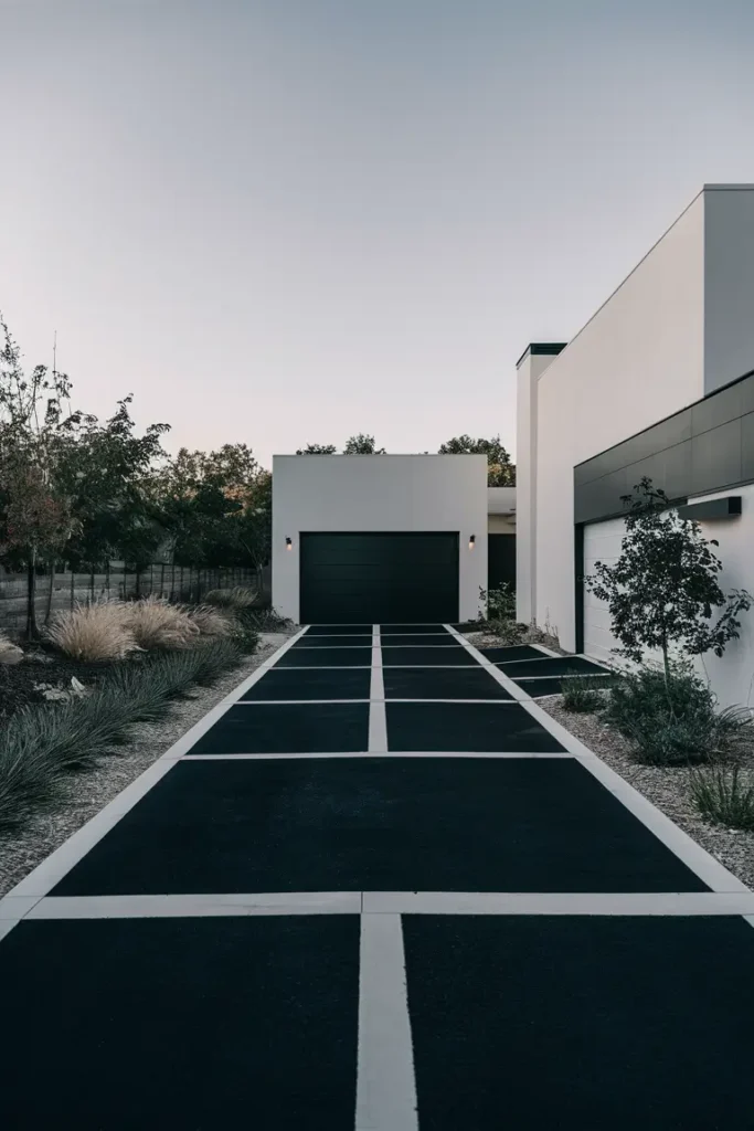 Use Black Asphalt with White Borders for a Sleek Look