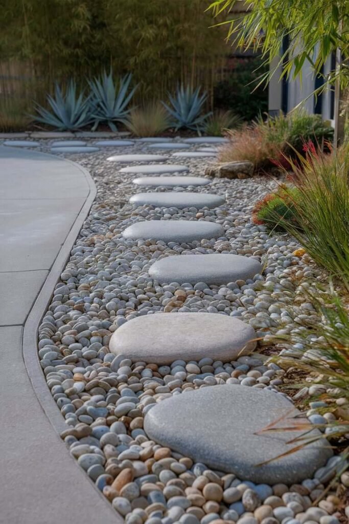 Use Pebbles and Stepping Stones for a Zen Garden Aesthetic