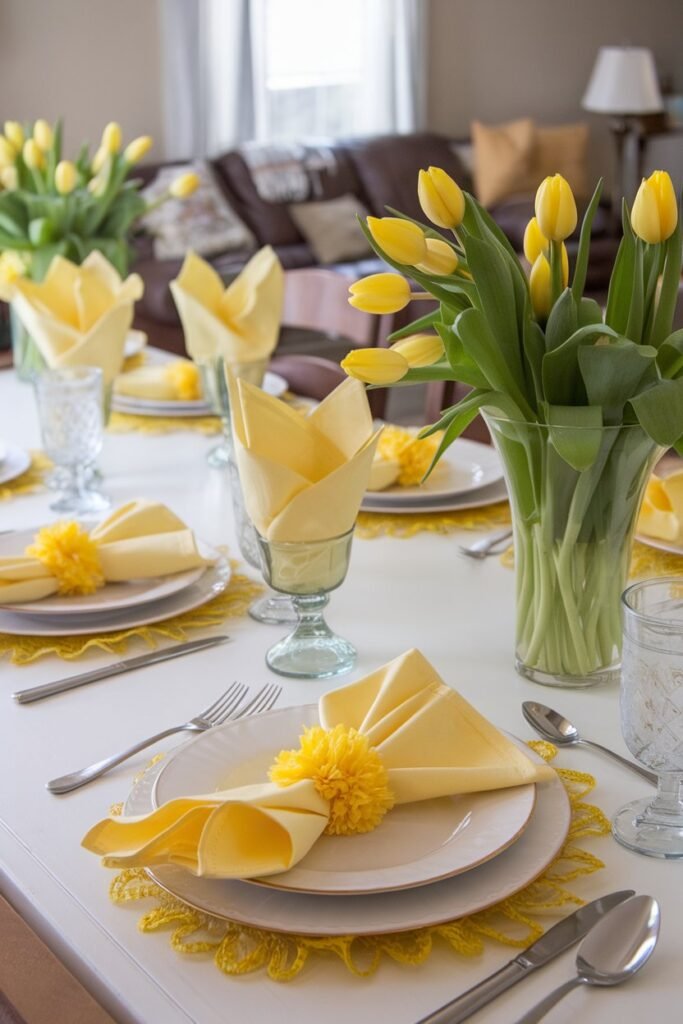 White and Yellow Table Settings