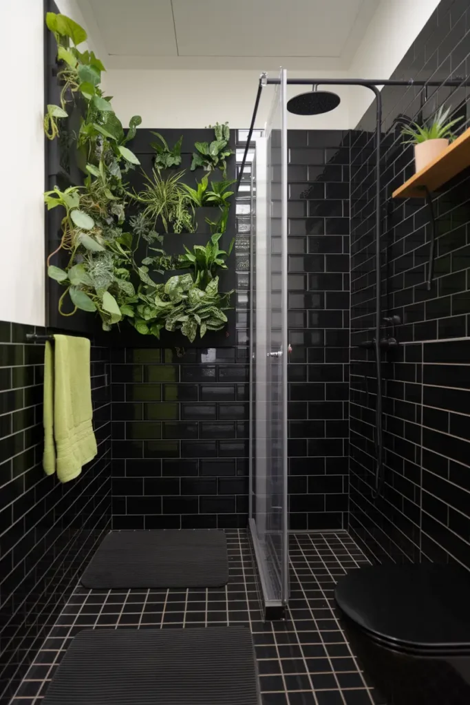 Black Tiles with Green Accents