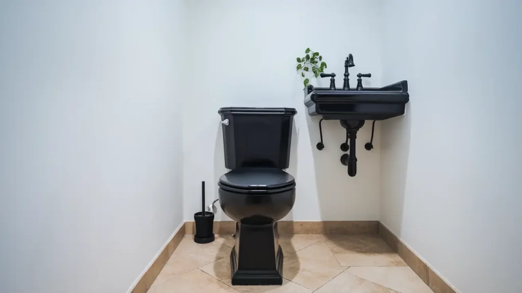 Black Toilet and Sink