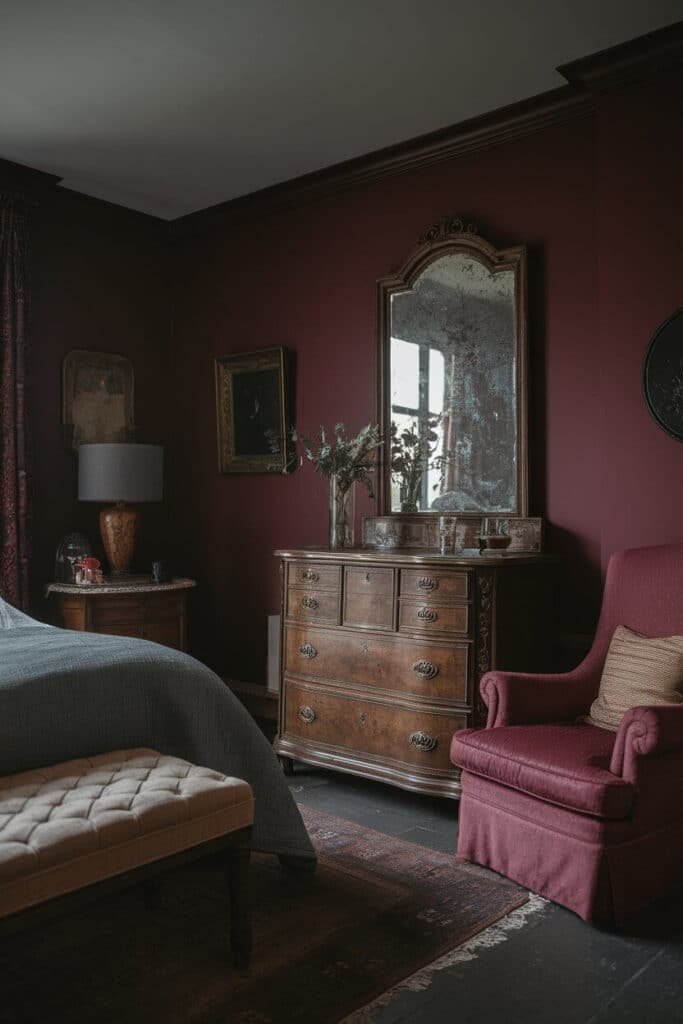 Burgundy with Antique Furniture