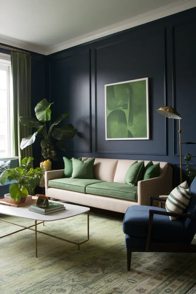 Classic Navy Walls with Subtle Green