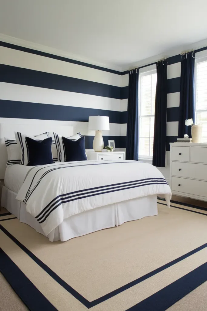 Crisp Navy and White Stripes