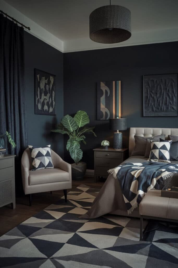 Dark Gray with Geometric Patterns