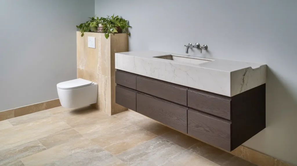 Floating Vanity with Integrated Sink