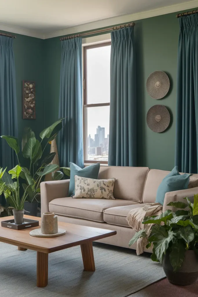 Green Walls, Blue Curtains