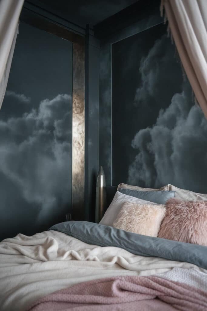 Slate Blue with Cloud-Like Textures