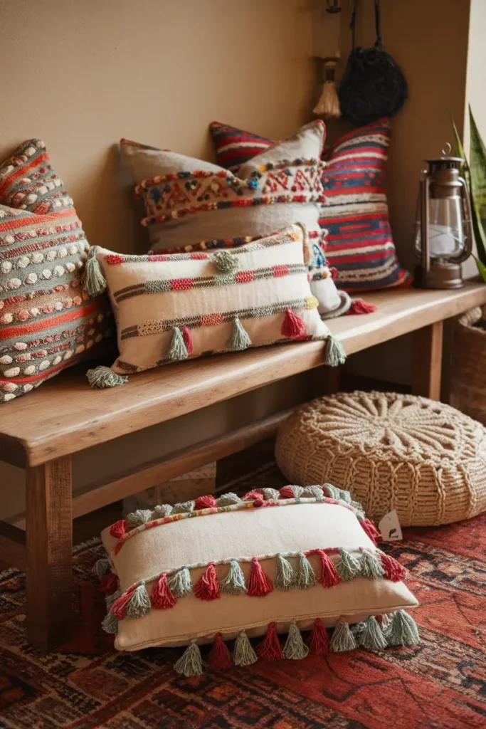 Throw in Tasseled Cushions