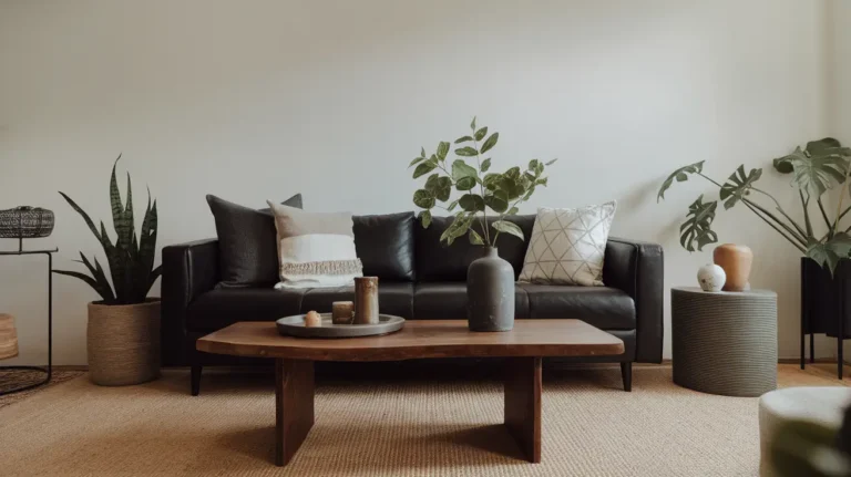 black couch living room decor