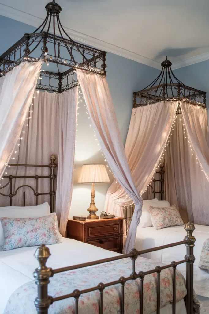 Twin Beds with Canopies