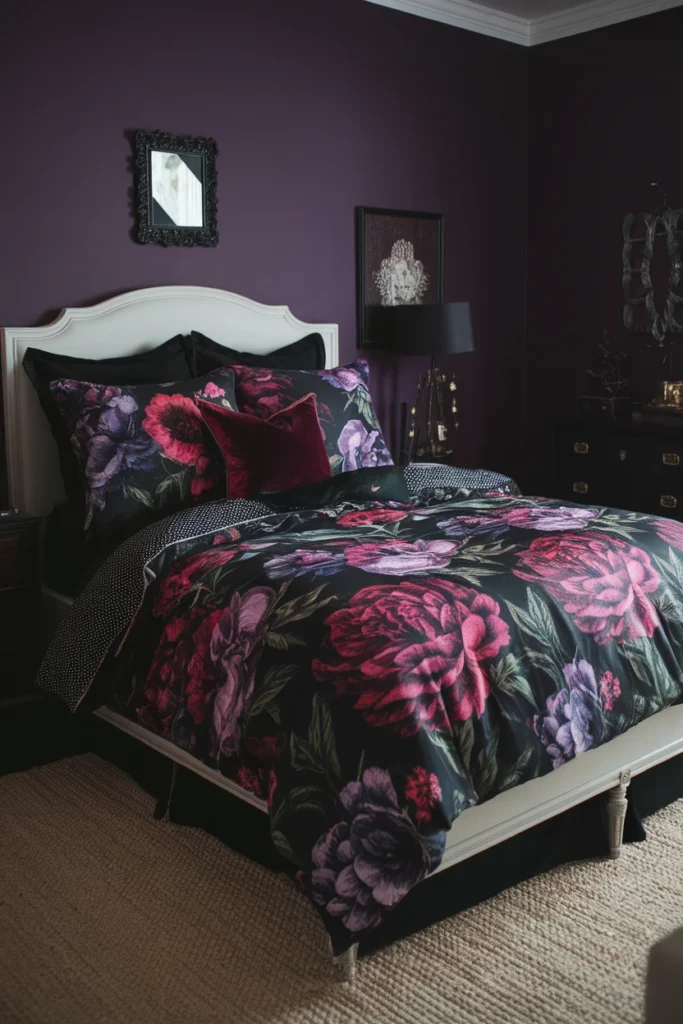 Dark Floral Bedding 
