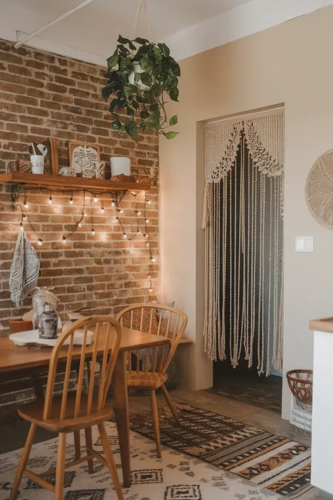 Exposed brick wall feature