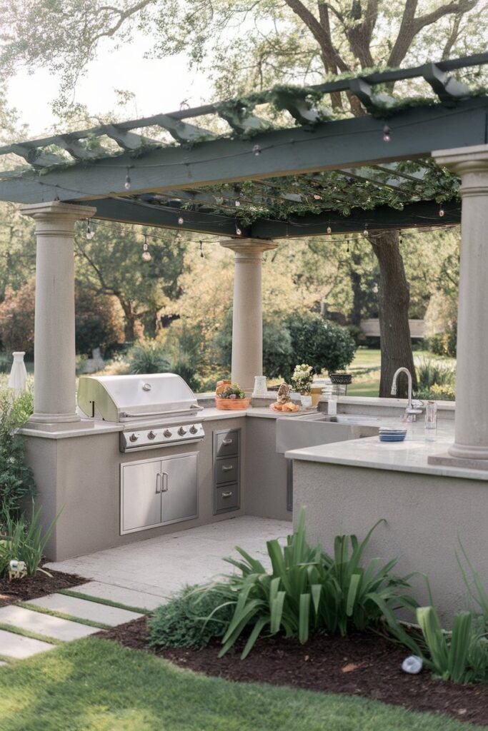 Pergola-Covered Kitchen 