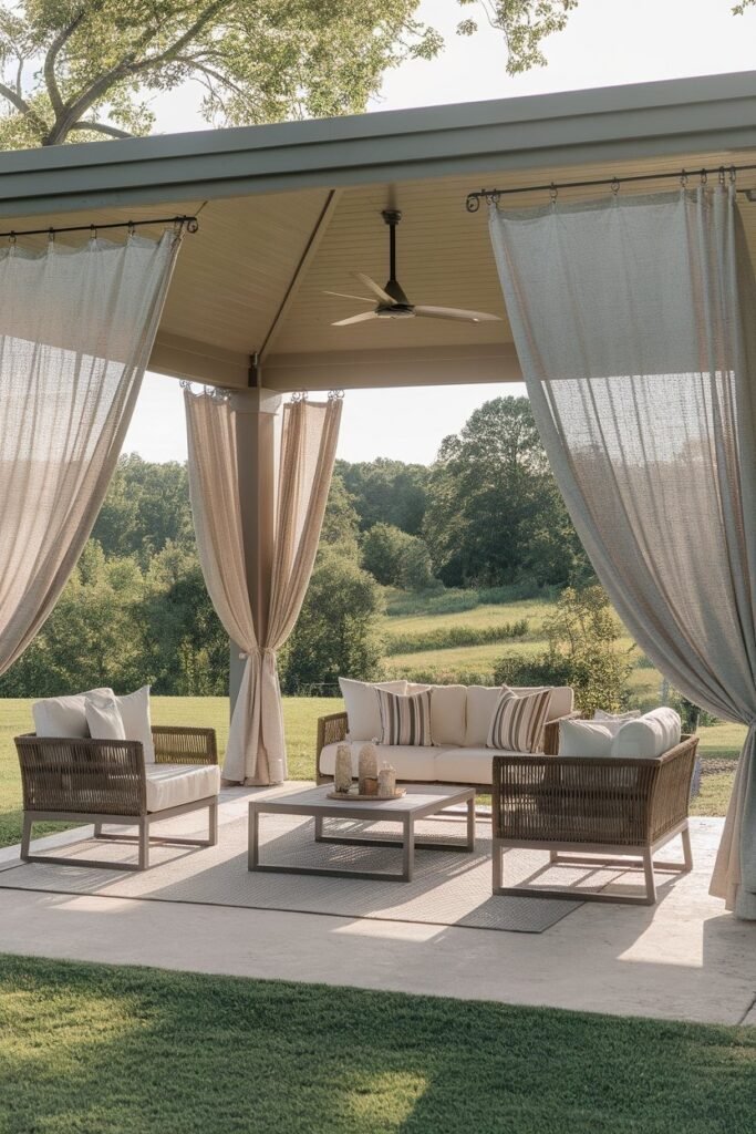 Use Hanging Curtains Around Covered Patios