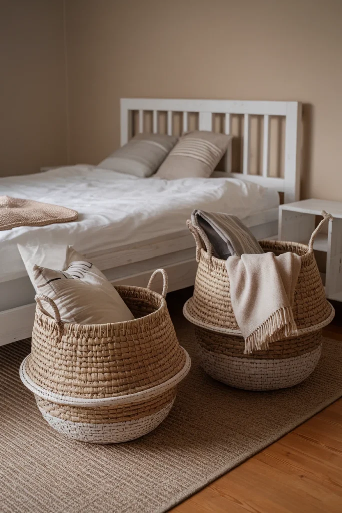 Use Wicker or Fabric Baskets