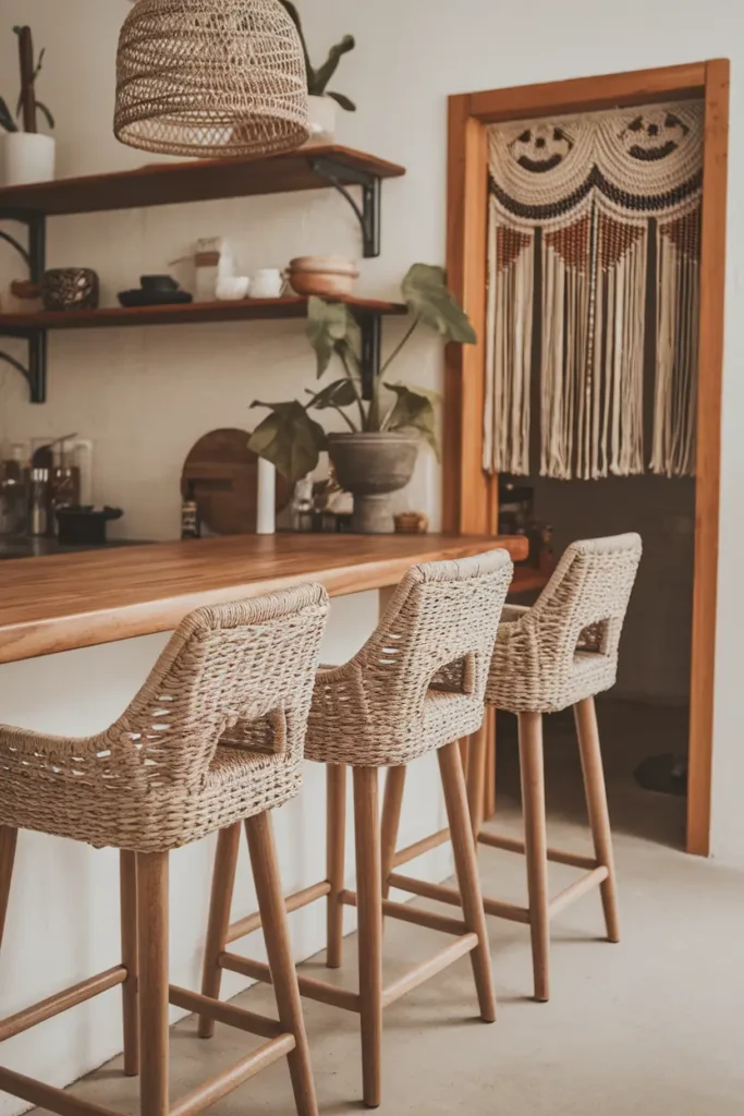 Woven seagrass bar stools