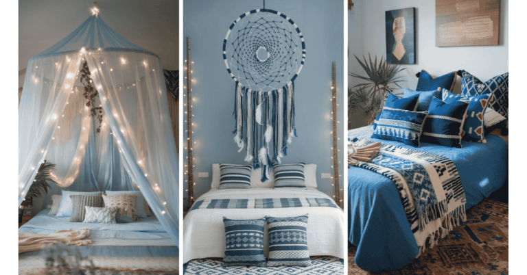 blue boho bedroom