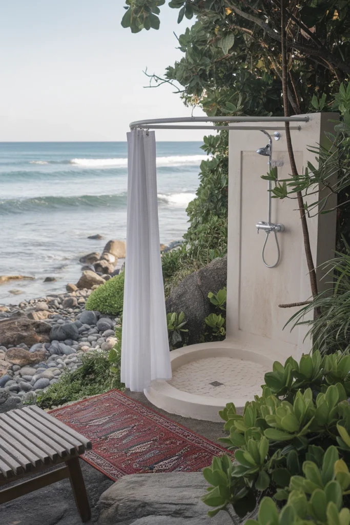 Curtained Open Shower