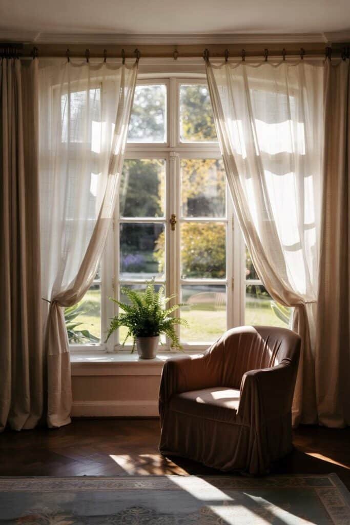 Frame Windows with Sheer Curtains