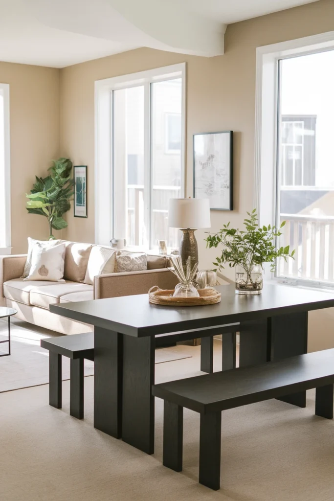 Pair a Bench with a Rectangular Table