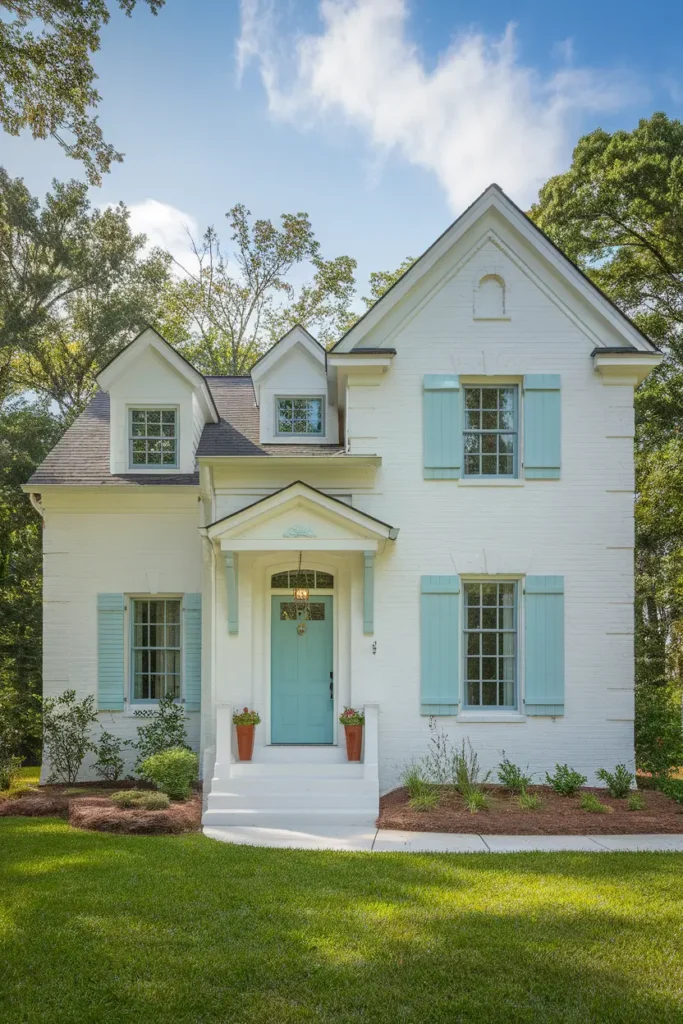 Bright White with Aqua Accents