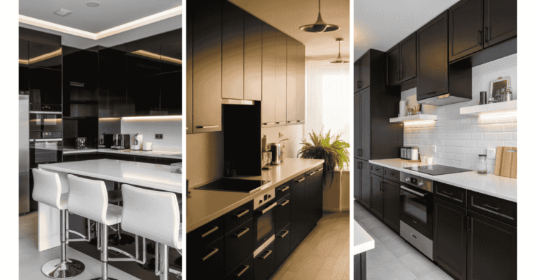 Black Cabinets with White Countertops